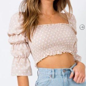 LOVEDAY CROP TOP BEIGE - Princess Polly